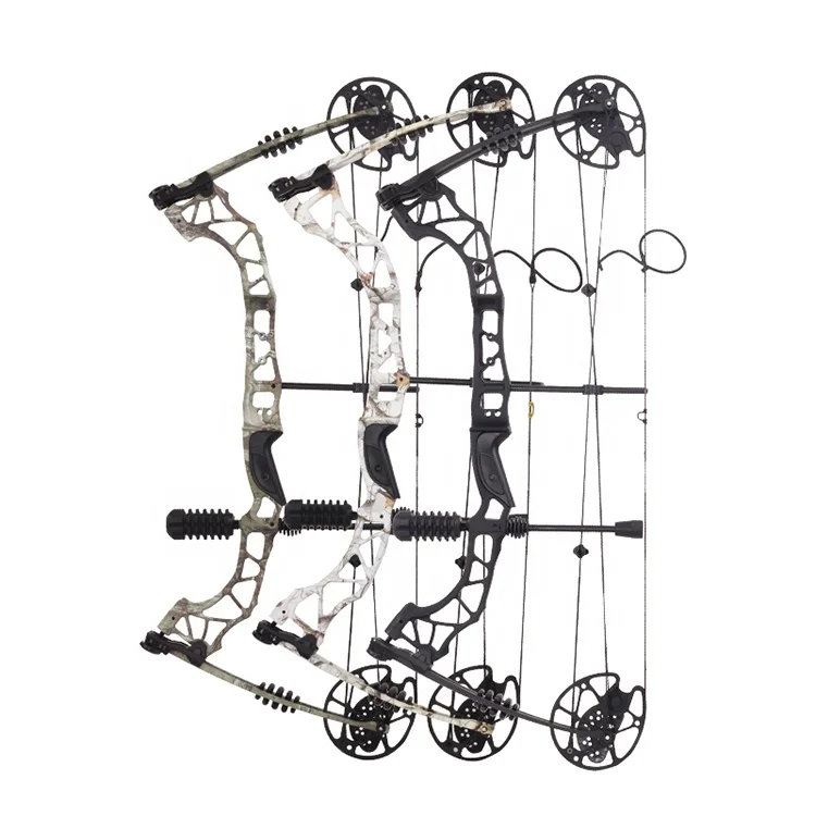 

Archery Hunting al-mg alloy Compound bow set kit arco e flecha 70lbs Compound Bow with release sight stabilizer, Black/ forest camo/ snow camo