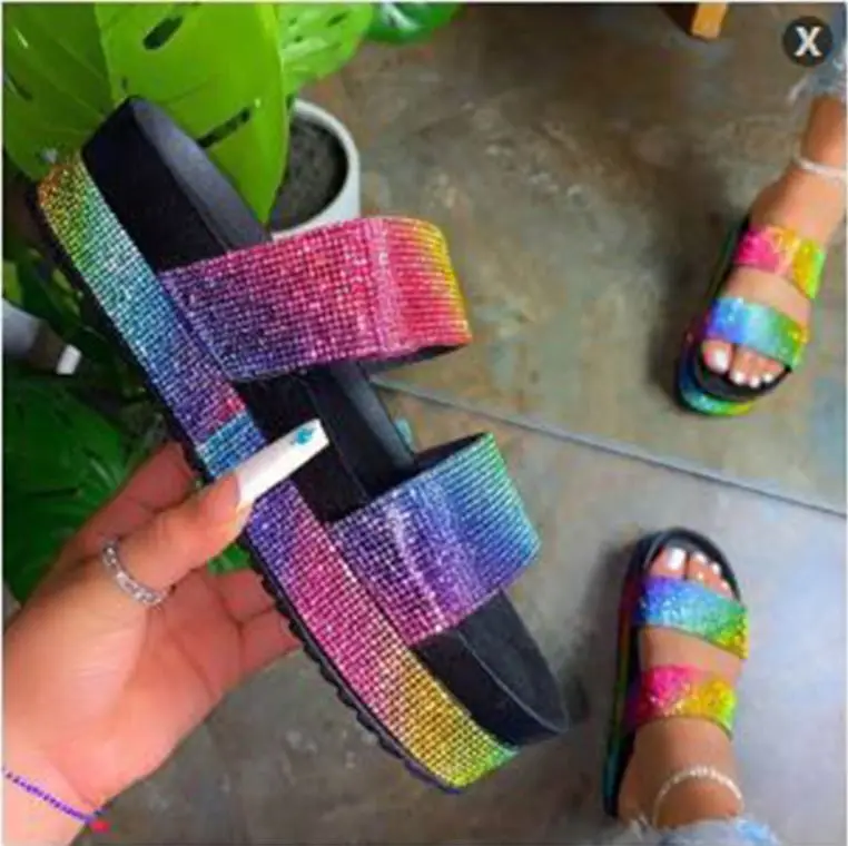 

New Summer Sandals Women Bling Platform Slippers Shoes Ladies Casual Thick flat Soles Sandals Zapatos De Mujer Sandalias