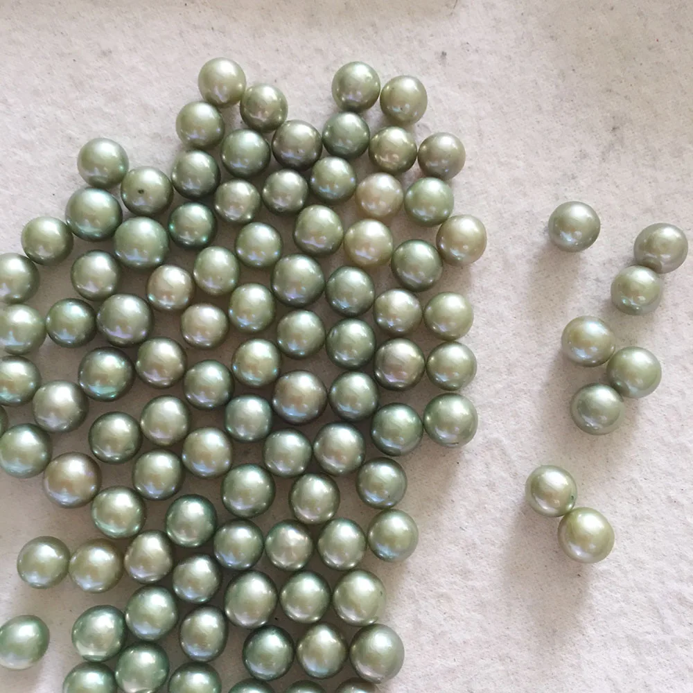 

wholesales price 8-9 mm good quality AA round olive green pearl ,loose freshwater pearl with half or no hole drilled