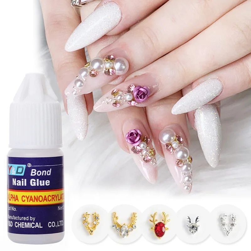 

3g/bottle Non-toxic Strong Sticky Nail Art Accessories Adhesive Glue UV Gel for Press on Nails DIY Decoration Glue, As shown