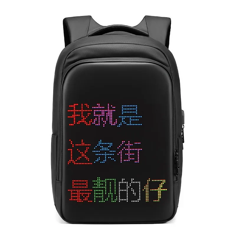 

2021 New Arrival Waterproof LED Light Backpack Commute Business Backpack Led Custom Logo Shown Oxford Led Backpack, Black