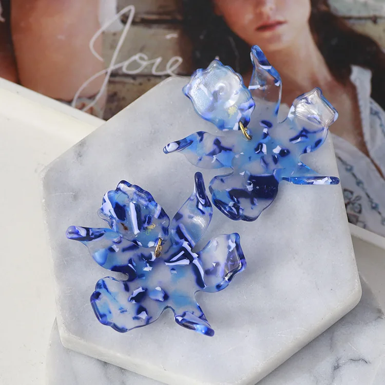 

2021 Sailing Jewelry Flower Earrings Blue Flower Earrings Resin Flower Earrings