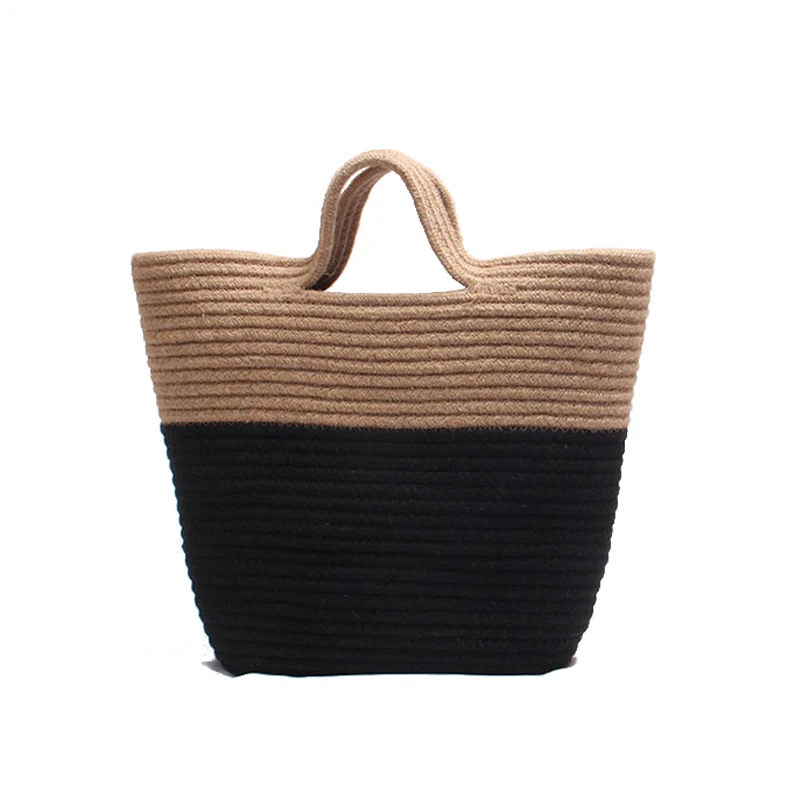 

Manual customization navy beach Classic style handmade crochet paper straw bags