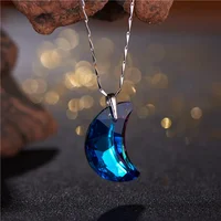 

One hole mixed color crescent moon crystal pendant necklace for DIY Jewelry making hair accessories