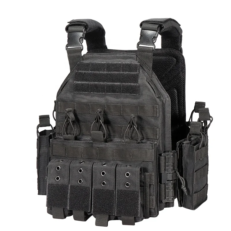 

Quick Release Plate Carried Weighted Vest Tactical Hunting Combat Molle Vest weight vest for training, Blk