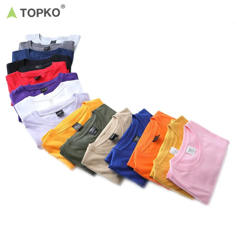 

TOPKO OEM custom LOGO High quality wholesale 100% cotton oversize o-neck men's plain blank tshirt, Solid
