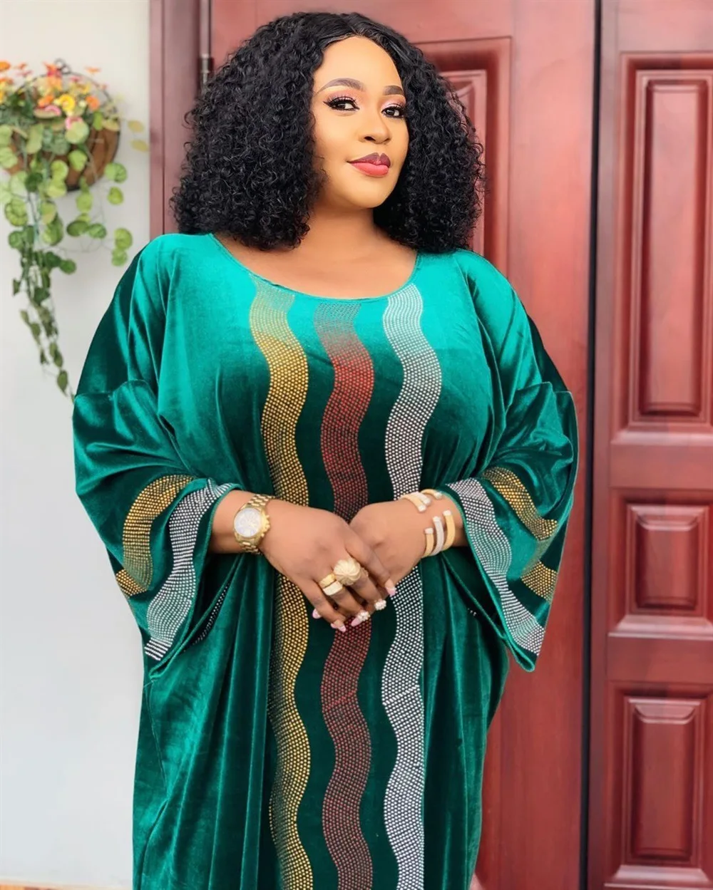 

HJ BADR0001 2021 New Fashion African Clothing Designs Long Sleeve Dresses For Lady, Green,black,blue