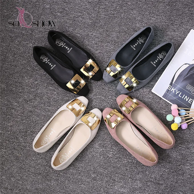 

New design stylish flats with frosted shining toe flat shoes for women and ladies