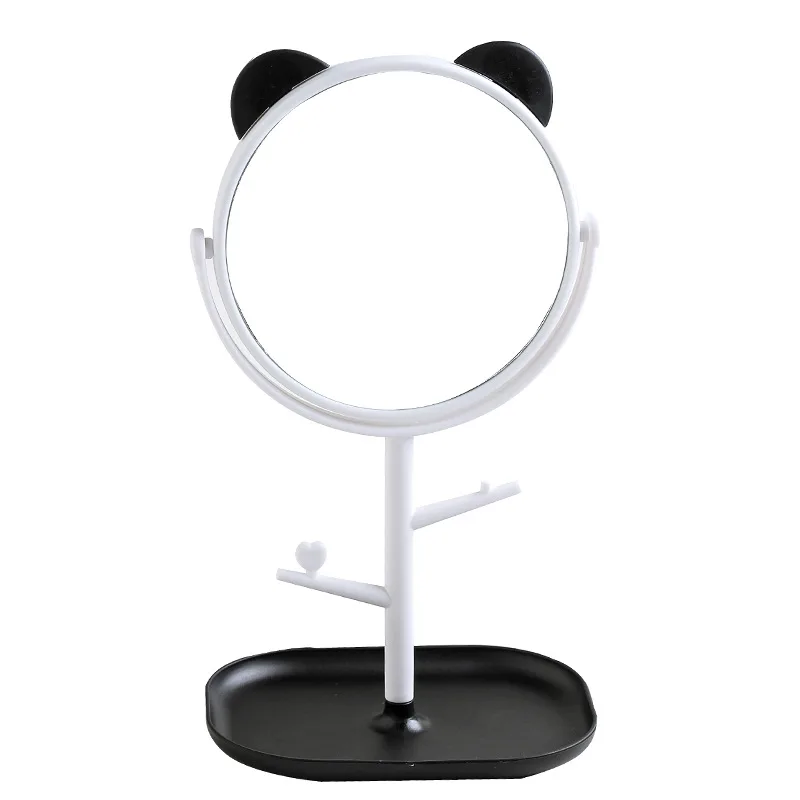 

Lovely Makeup Mirror Desktop Cute Large Rotating Cosmetic Mirror With Tray For Home Use, Cream-coloured