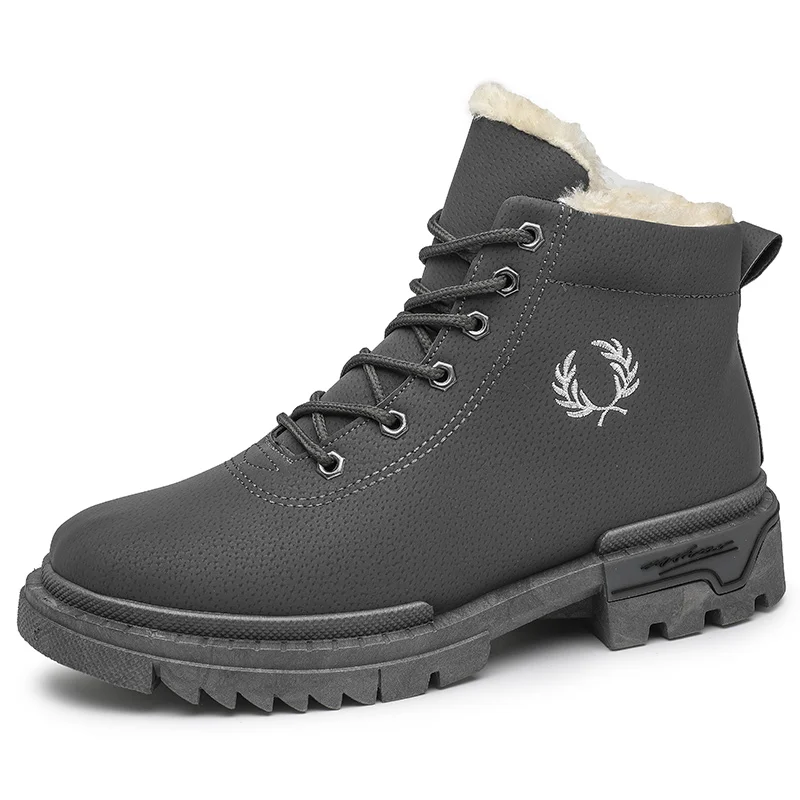 

men's fashion casual high-top snow boots shoes winter 2020 hot sale men's cozy shoes, Black/grey/khaki