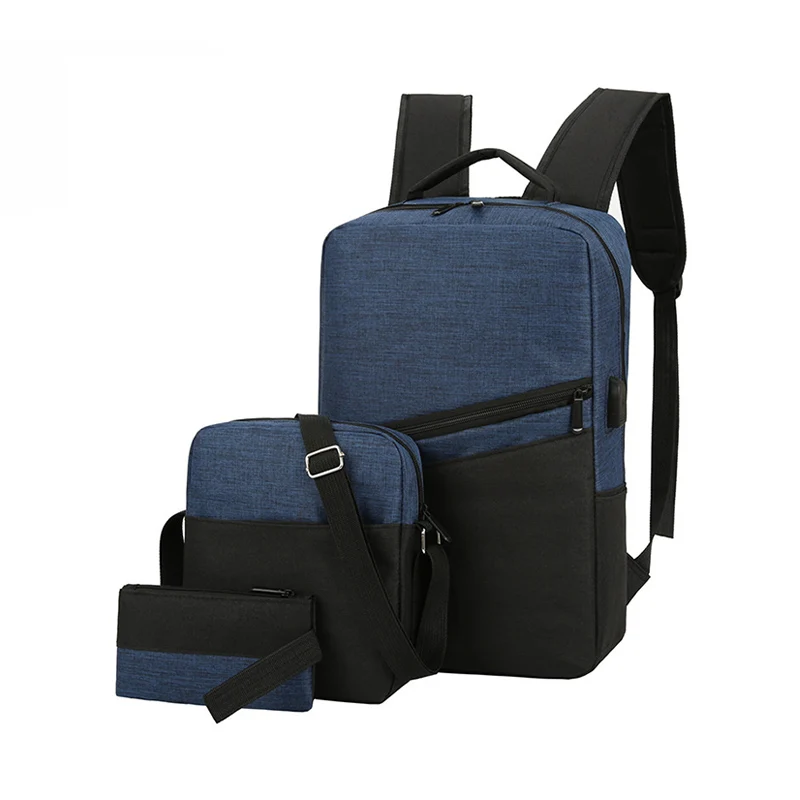 

Wholesale School Backpacks Stylish Waterproof Teenage Girls Boys Kids Children 3 In 1 Durable 3 Pc Backpack Set With USB, Black/blue/grey/red