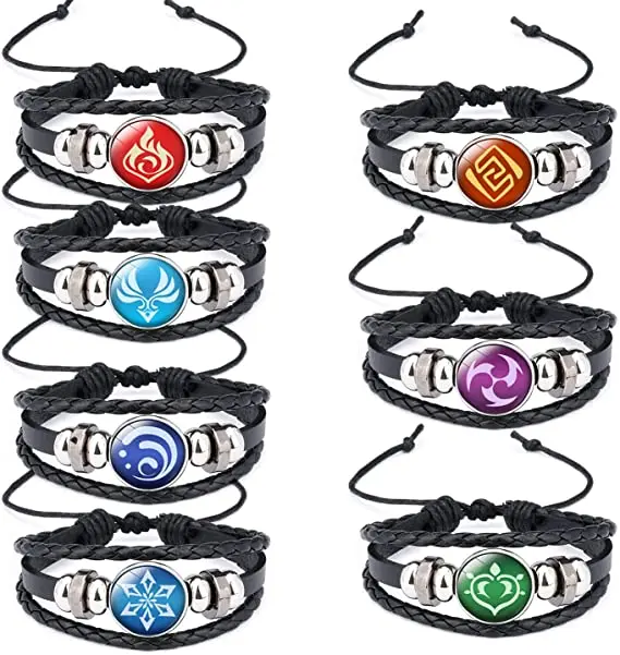 

Genshin Impact Bracelet 7 Piece Set Anime Game Elements Luminous Bracelet The Eye of God Noctilucent Gem Bracelet, Black