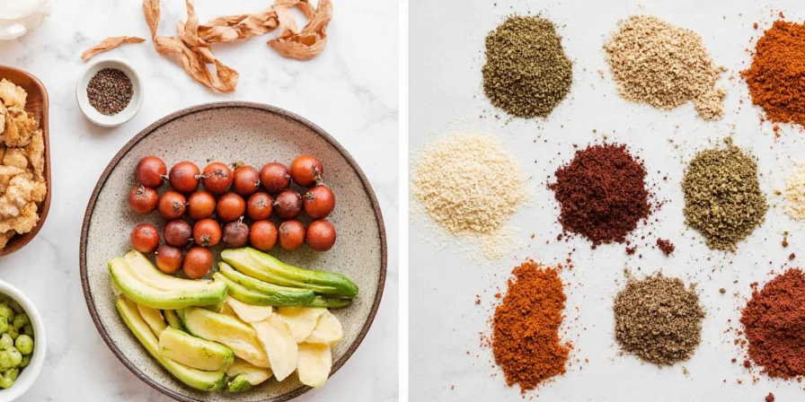 Greek spices on a wooden table