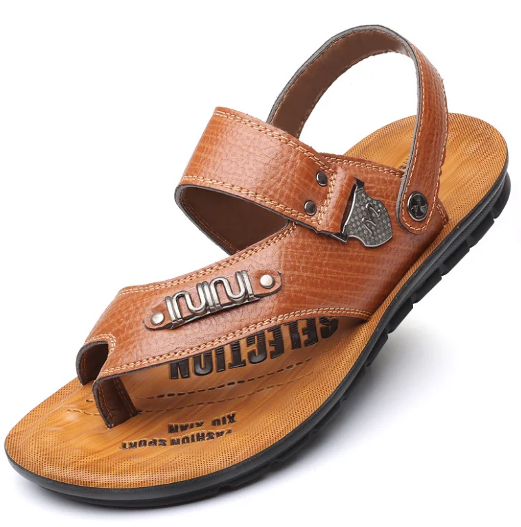 

New Style Thick Sole Men Pu Leather Sandals And Slippers