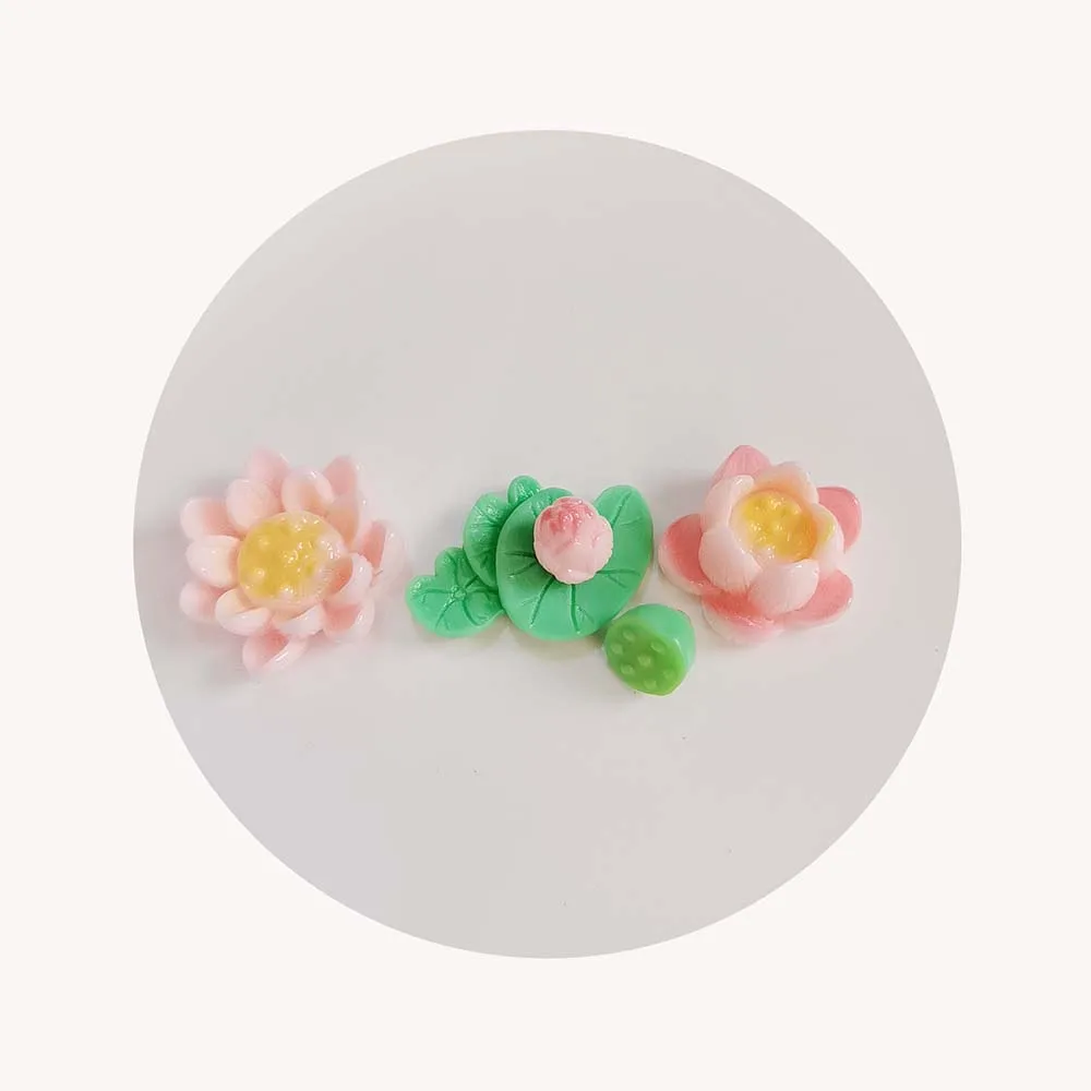100pcs Kawaii Lotus Seed Lotus Resin Cabochon for Hair Bows Center Flatback Charms for DIY Embellishments Scrapbooking