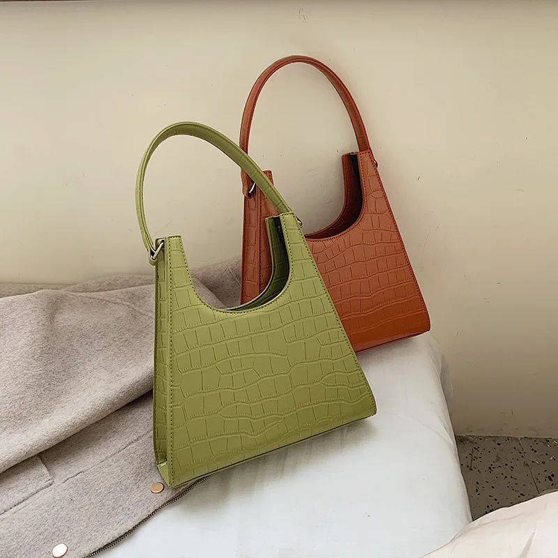 

Wholesale fashion alligator pattern shoulder handbags casual tote korean hand bags ladies vegan leather bag for women, 4 colors