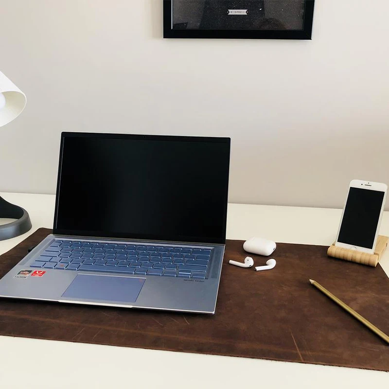 

Personalized Genuine Leather Chocolate Brown Desk Mat, Customized color
