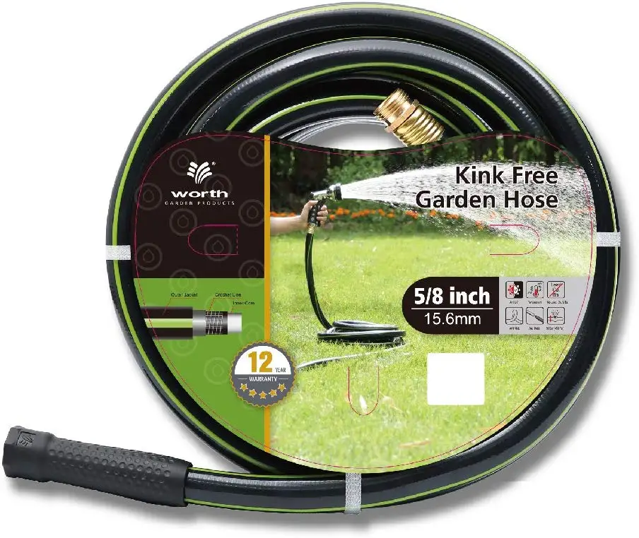 

5/8 Inch 25ft Black No kink Watering Guide Flexible Garden Hose Pipe Tube