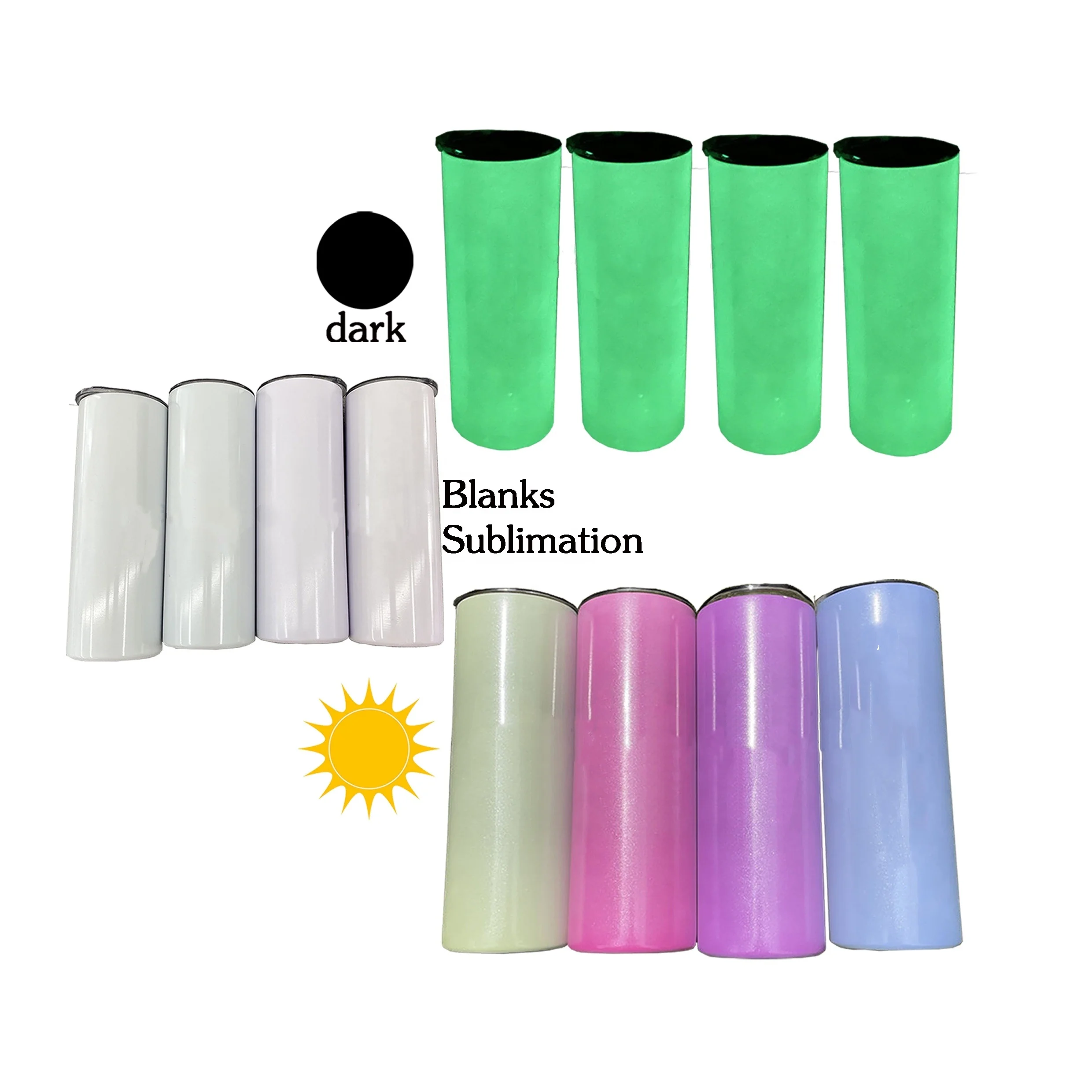 

High Quality 20oz sublimation glow in dark and uv color changing straight tumbler stainless steel straight tumbler, Customized color for glow in dark and uv color changing tumbler