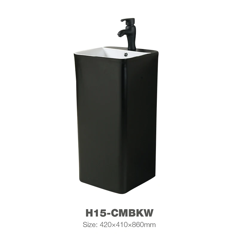 Ceramic Sink Hand Washing Basin Black Rectangular Basin H15-CMBKW