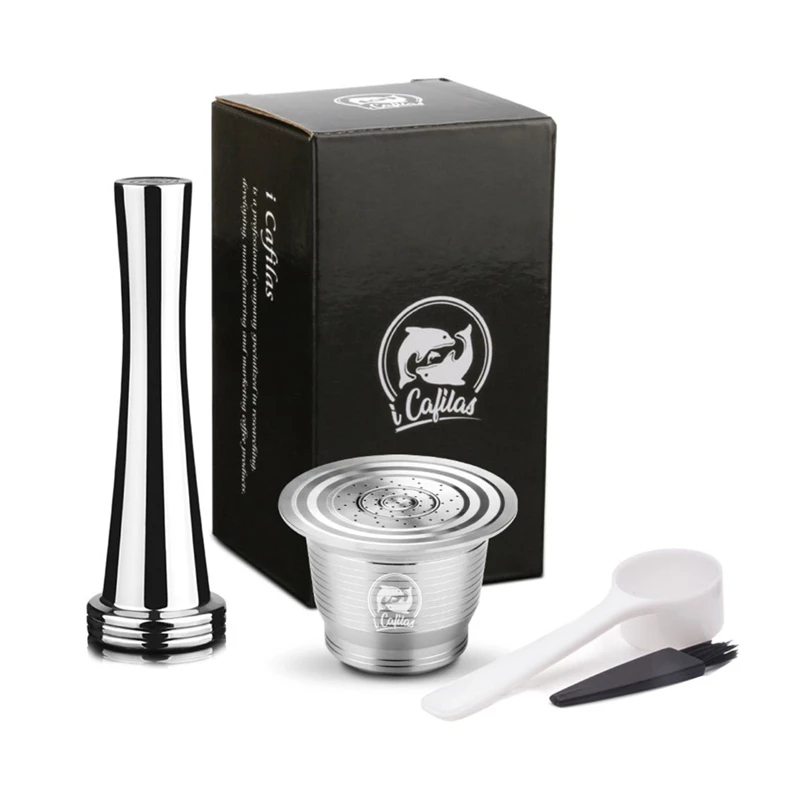 

Stainless Steel Reusable Coffee Pod Coffee Capsule And Coffee Tamper set