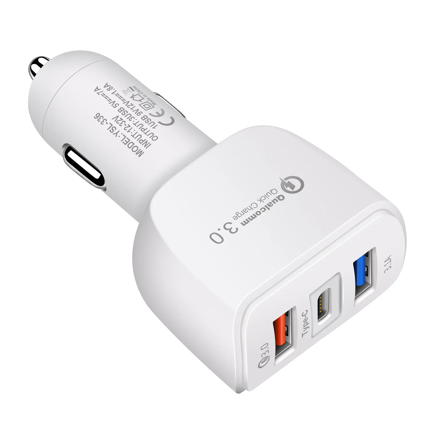 

fast charging QC 3.0 3 port usb car charger adapter type c port quick car charger