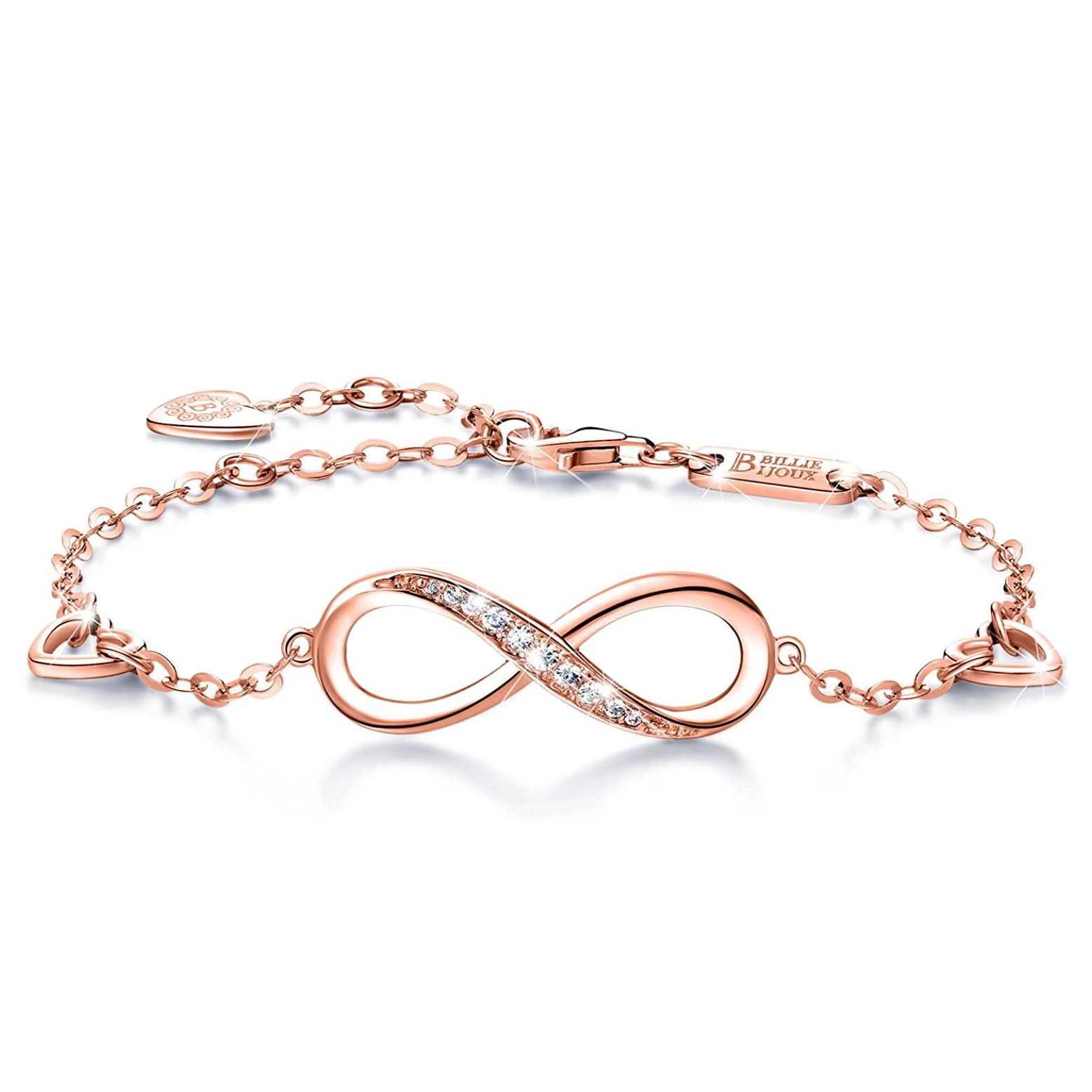 

Womens 925 Sterling Silver Infinity Endless Love Symbol Charm Adjustable Bracelet Gift for Women Girls Mom