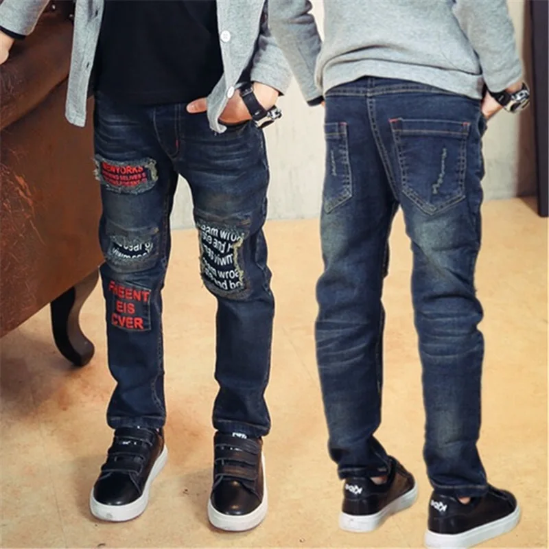 

spring autumn letter printed winter kids boy jeans pants, Pic shows