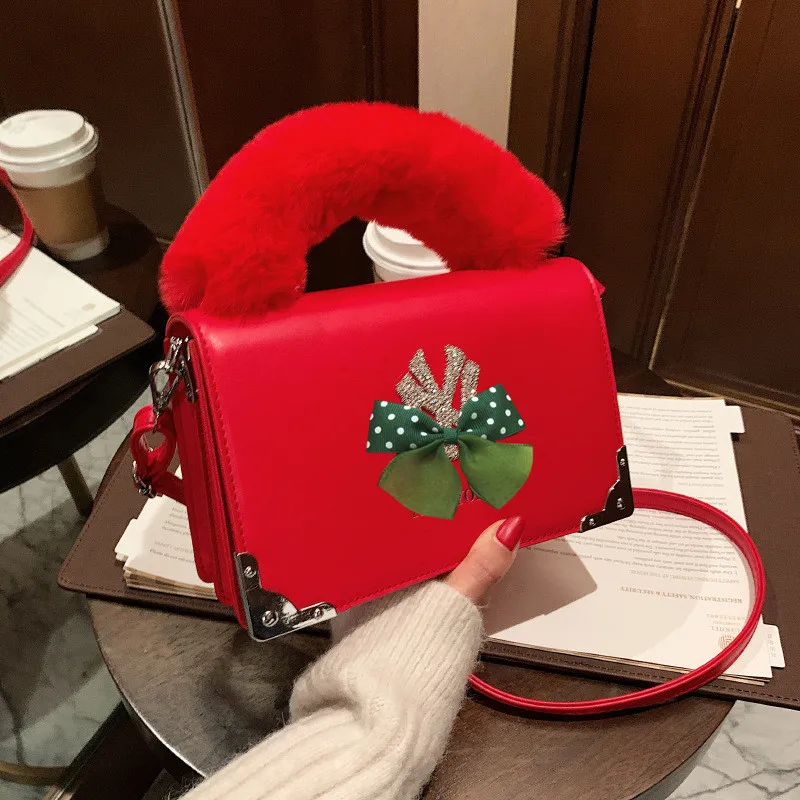 

Fashionable square bags handle red women purses and handbags