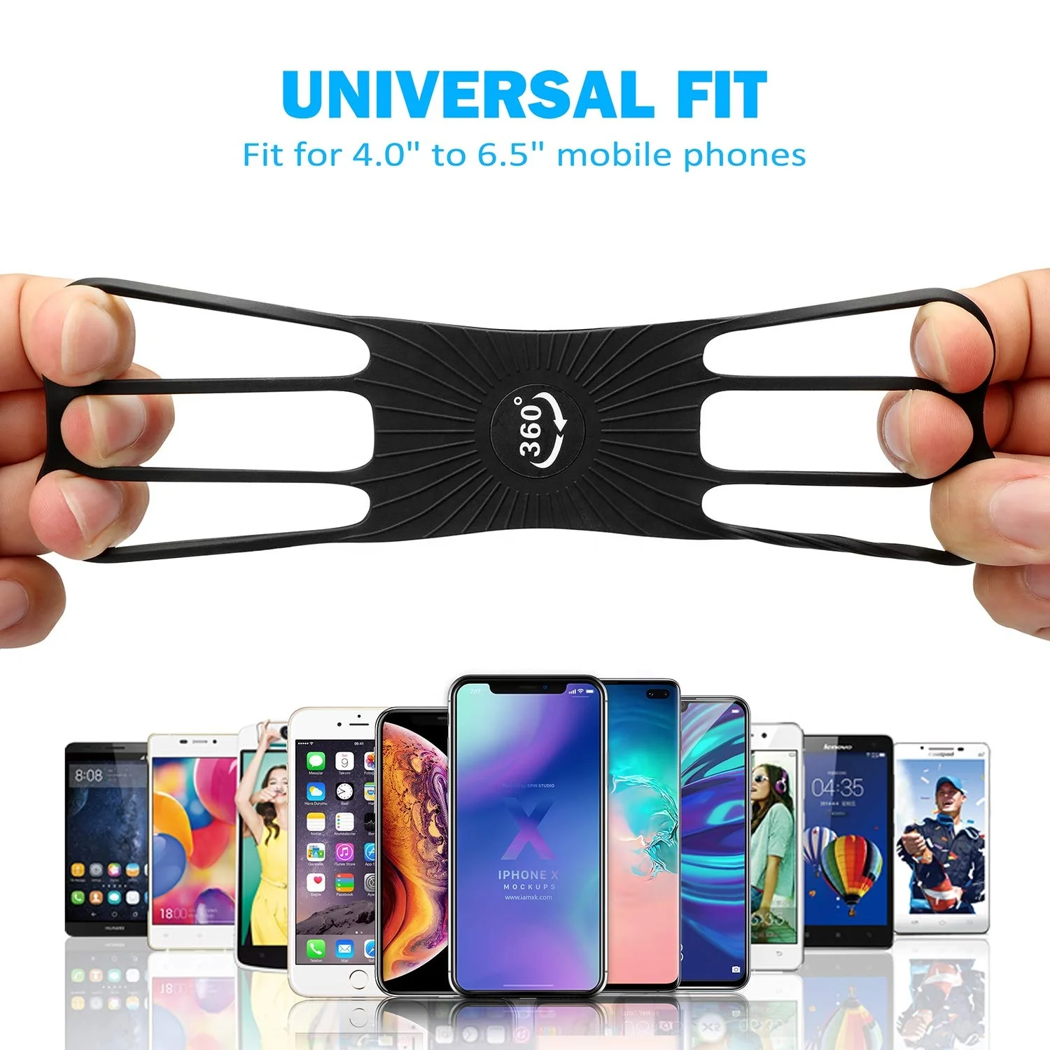 
Universal 360 Degree Rotation Adjustable Silicon Bicycle Bike Handlebar Phone Holder 