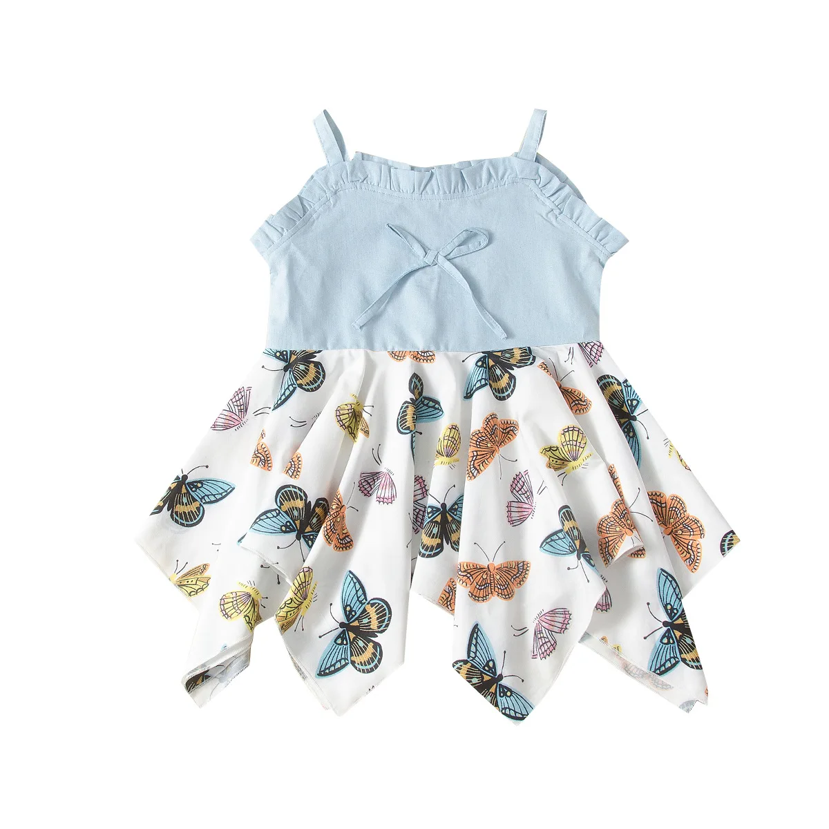 

Baby Girls Bule Summer Short Sleeve White New Princess Boutique Dress