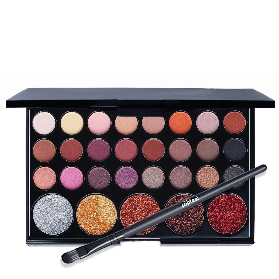 

Makeup product 29 colors glitter eyeshadow palette pumpkin earth color eyeshadow with single brush