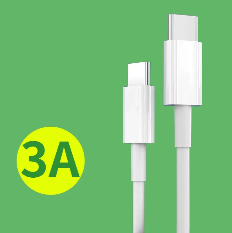 

High-speed Charging Type-C Cable USB C to USBC Cable 60W 3A PD Type C Charging Cable cabo de carregamento, White