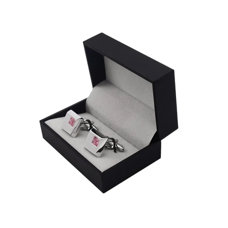 

Plastic Jewelry Boxes Material classical cufflinks gift box with velvet insert