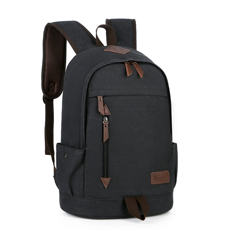

WOHLBEGE new black school bags vintage outdoor travel laptop backpack canvas unisex, Coffee,gray,black,khaki