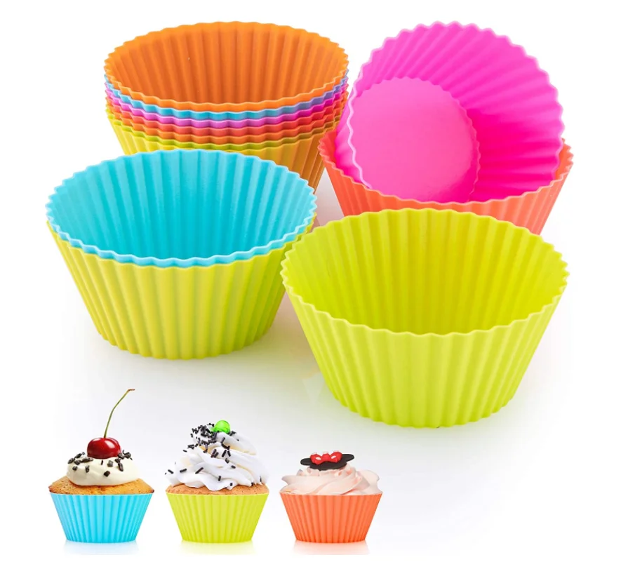 

Cupcake Silicone Mold Reusable Moldesd Silicon Cake Silicone Baking Molds Muffin Cup Cake Baking Tools, 9 color