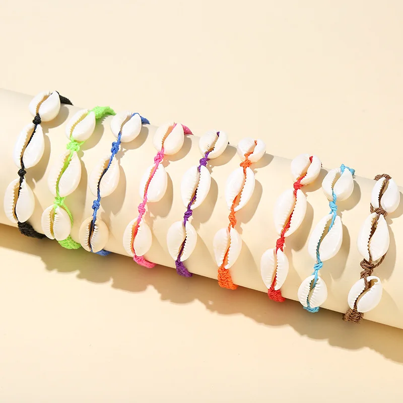 

Bohemian Style Adjustable Hand Rope Waterproof Wax Thread Bracelets for Women Shell Braided Bracelet