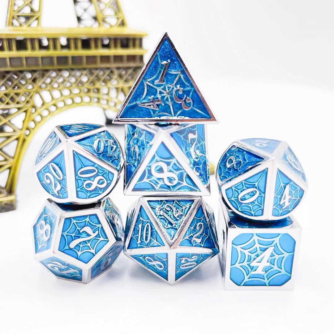 

Widely Used Superior Quality Box Polyhedral Engraved Custom Metal Dice Set dice box gemstone dice, Black with mosaic gold