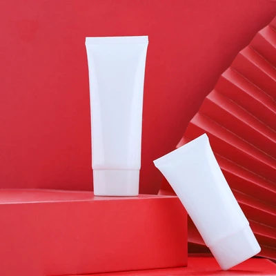 

Empty 50ml 100ml plastic cosmetic packaging cream tube with flat cover