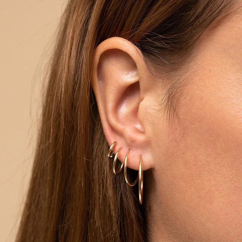 

Fashion Jewelry Minimalist Style Studs Pretty Earring Combination Stainless Steel Hoop Earring Set for Women, Silver/gold/rose gold