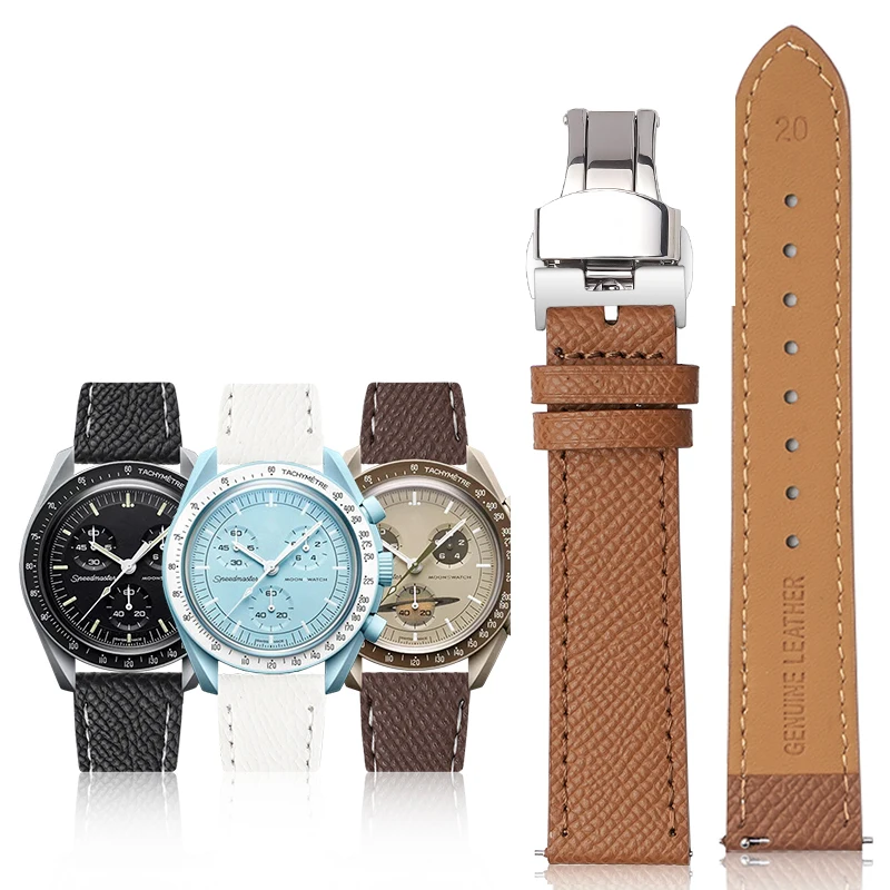 

YUNSE New Arrive 20X18 Deployment WristWatch Band Epsom Genuine Cowhide Leather Watch Strap Accessories With Quick Release