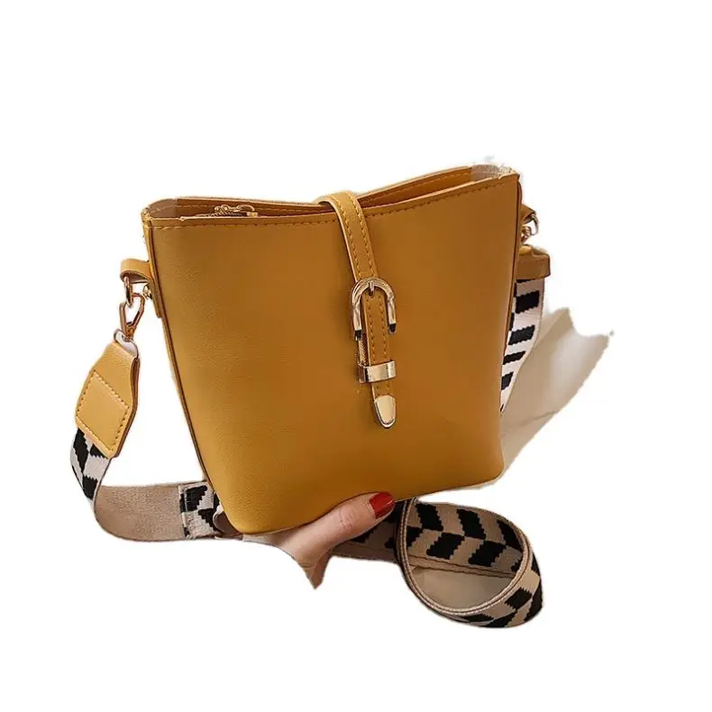 

AIYIYANG New Women's Broadband Bucket Bag Brand Ladies Handbags Solid Color One-Shoulder Bag Crossbody Bag, Multi colors