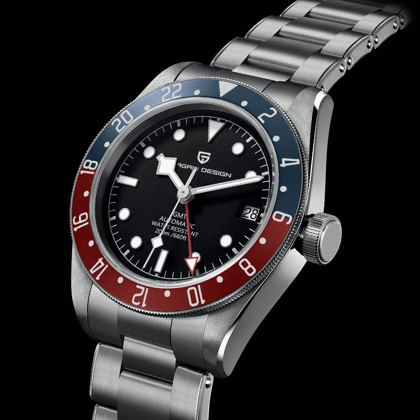 

New BB58 GMT PAGANI DESIGN 1706 Men Automatic Mechanical Wrist Watch Luxury Luminous Sapphire Glass Sport Watch 200M Waterproof, Shown