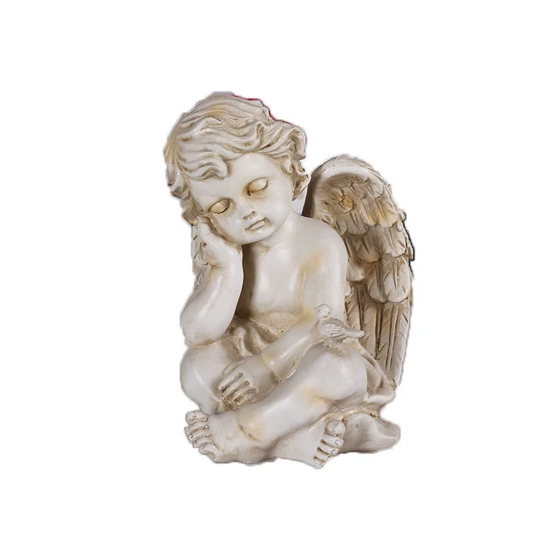 ~❤️~CHERUB Praying ANGEL Statue Ceramic Resin Large White Figurine 27cms❤️~