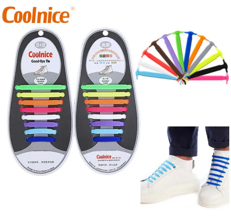 

Waterproof Custom Print Elastic No Need Tie Shoelace Tieless Silicone Shoe Laces, Mix color,random delivery