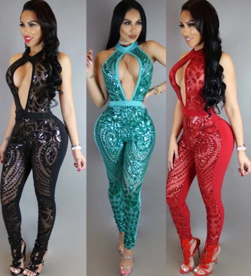 

N299Hot style sleeveless backpack-cut sequined dress with round collar