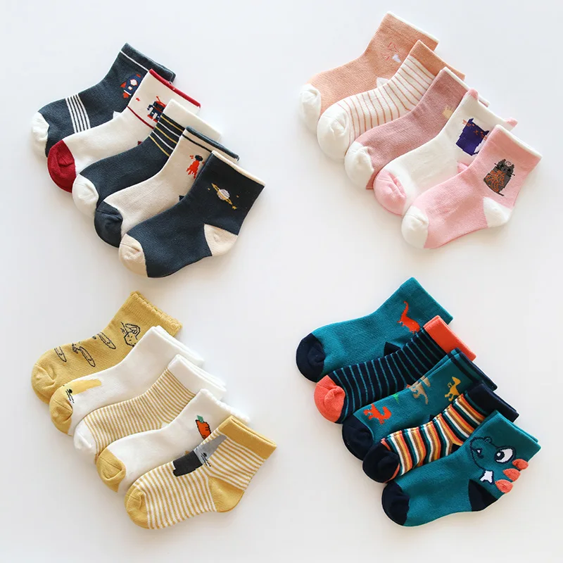 

2021 new style design High Quality Cotton Jacquard cute Pattern Children kids Tube Socks, Picture
