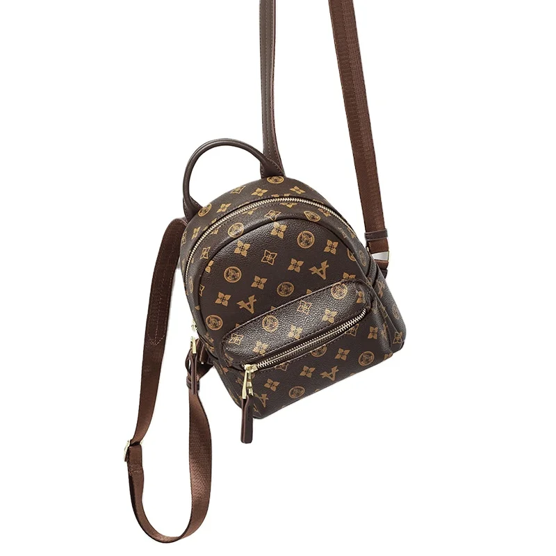 

Luxury Designer Handbags Monogram Palm Springs Canvas Mini Backpack for Women, Brown
