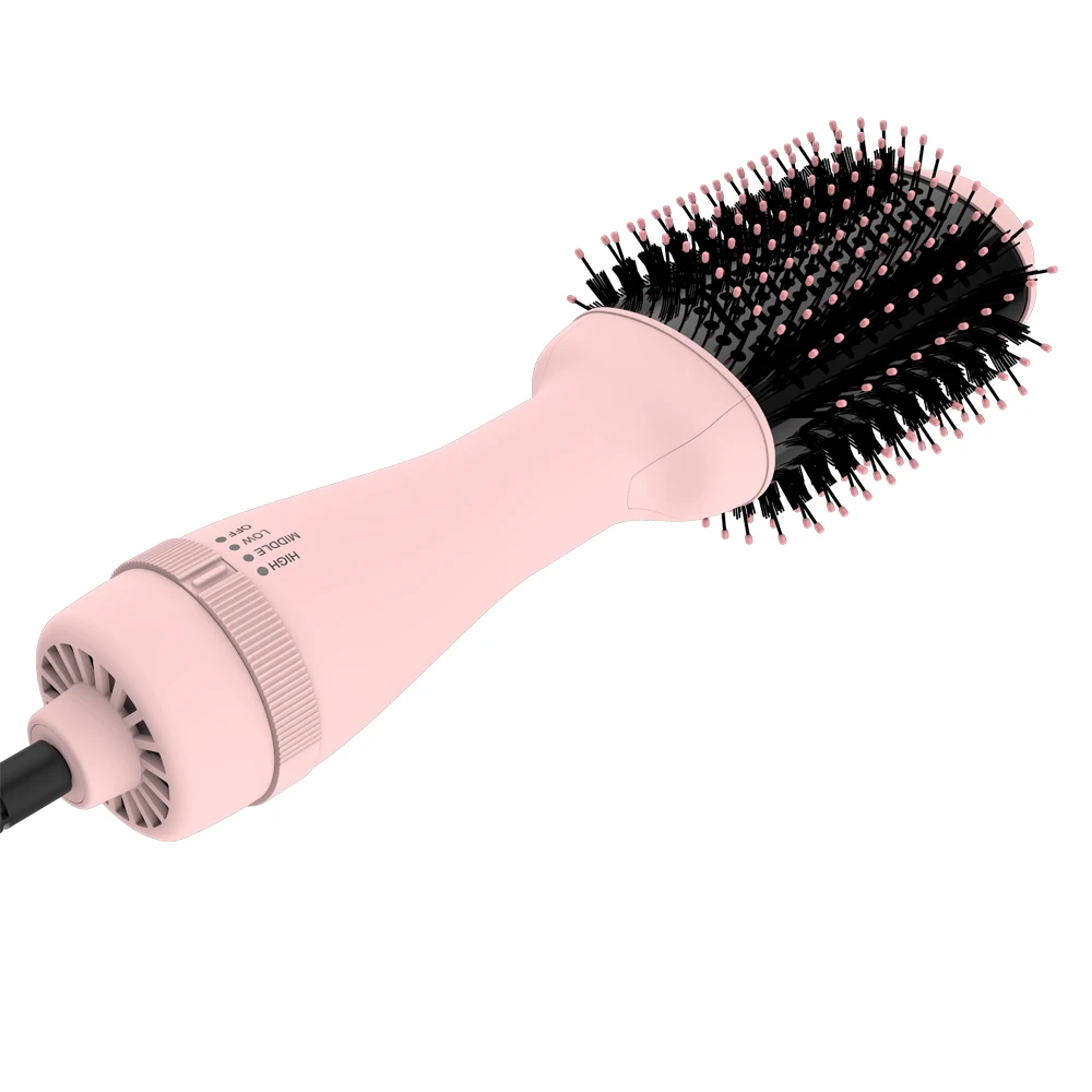 

3 In 1 Ceramic Hot Air Brush Ionic Pink Hair Dryer Brush professional Factory Hair Dryer Hair Straightener