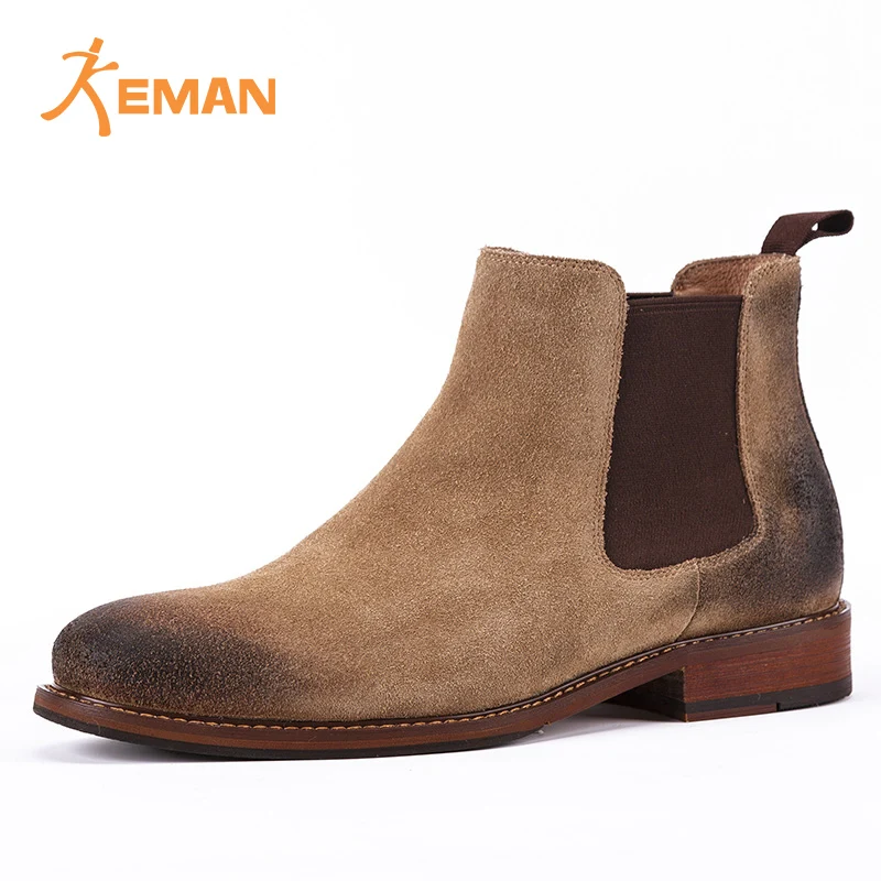 

Fashion winter high quality cow suede British style chelsea ankle mens boots, Any color